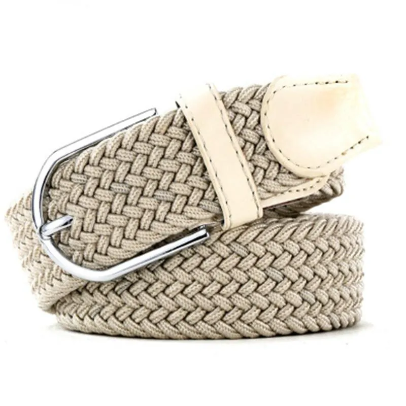 Fashion Tide Brand Women Casual Stretch Braided Belt Men Elastic Belt Simple Practical Canvas Belt