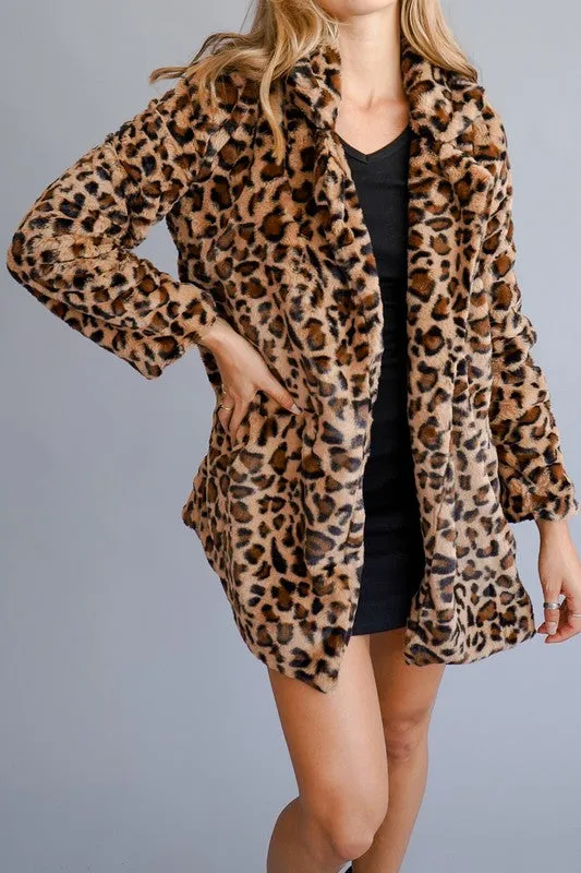 Faux Fur Leopard Coat