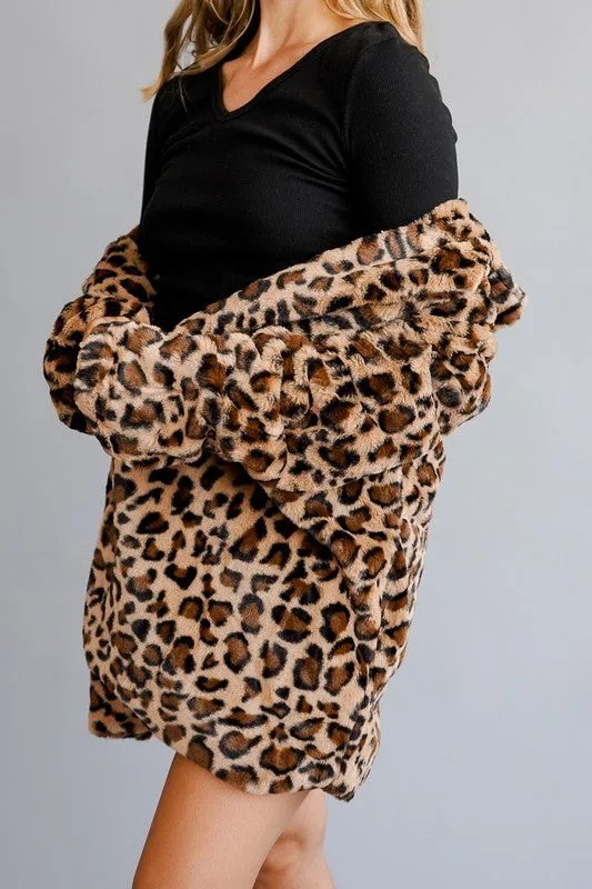 Faux Fur Leopard Coat