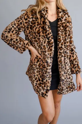 Faux Fur Leopard Coat