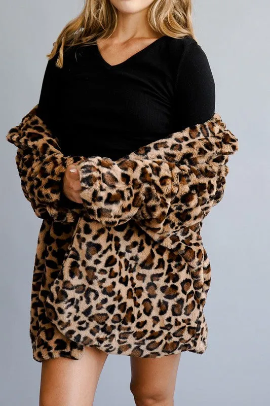 Faux Fur Leopard Coat