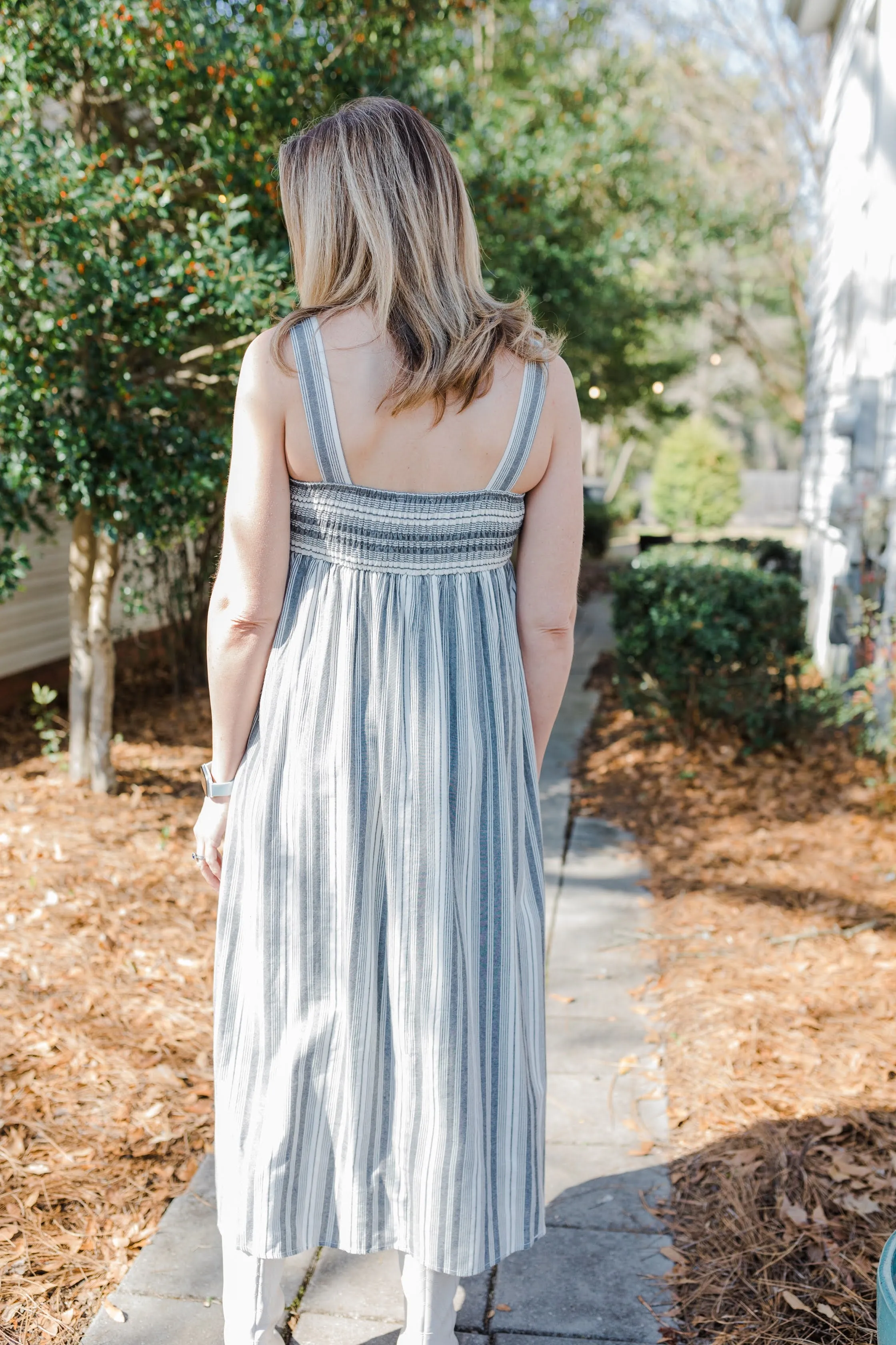 FINAL SALE Curvy Babydoll Striped Maxi Dress