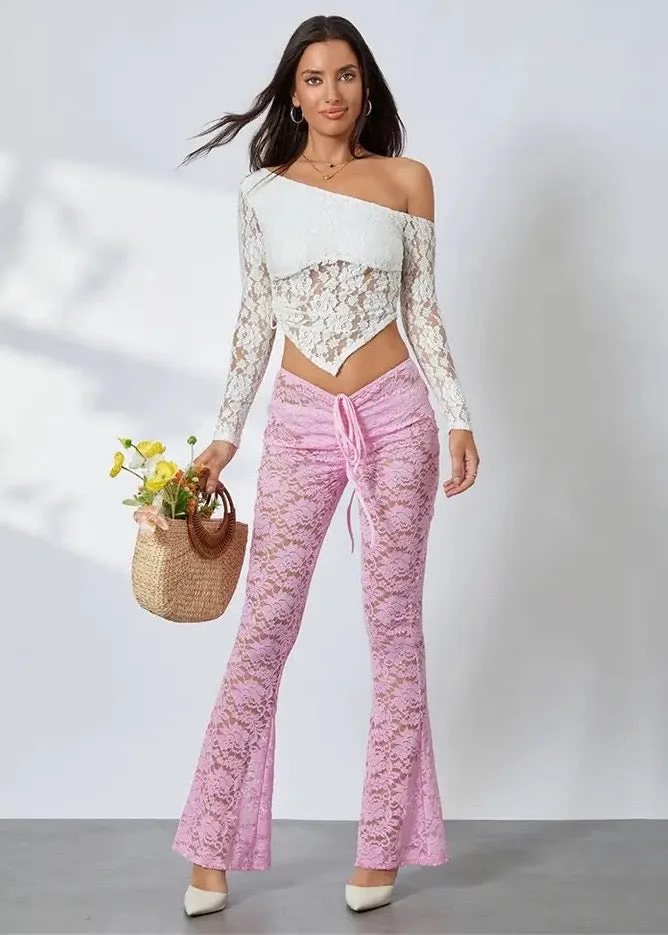 Floral Lace Flared Pants