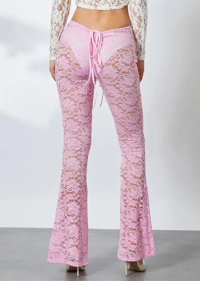 Floral Lace Flared Pants