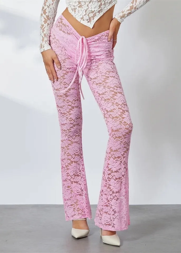 Floral Lace Flared Pants