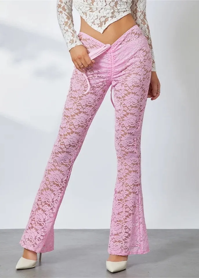 Floral Lace Flared Pants