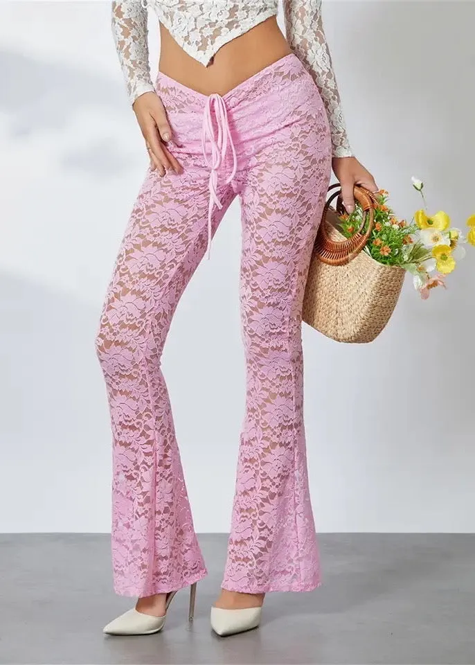 Floral Lace Flared Pants