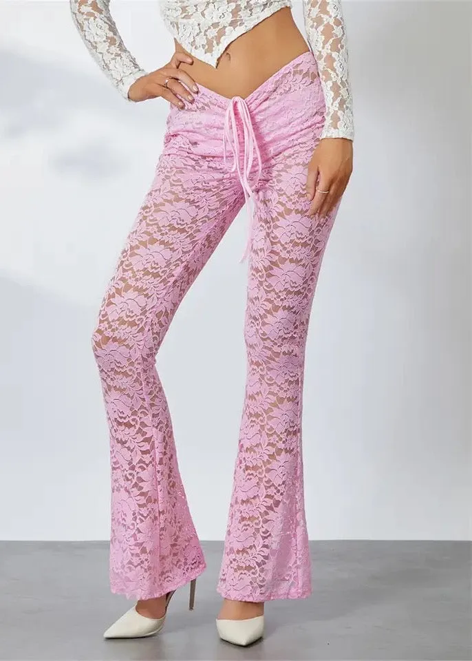 Floral Lace Flared Pants