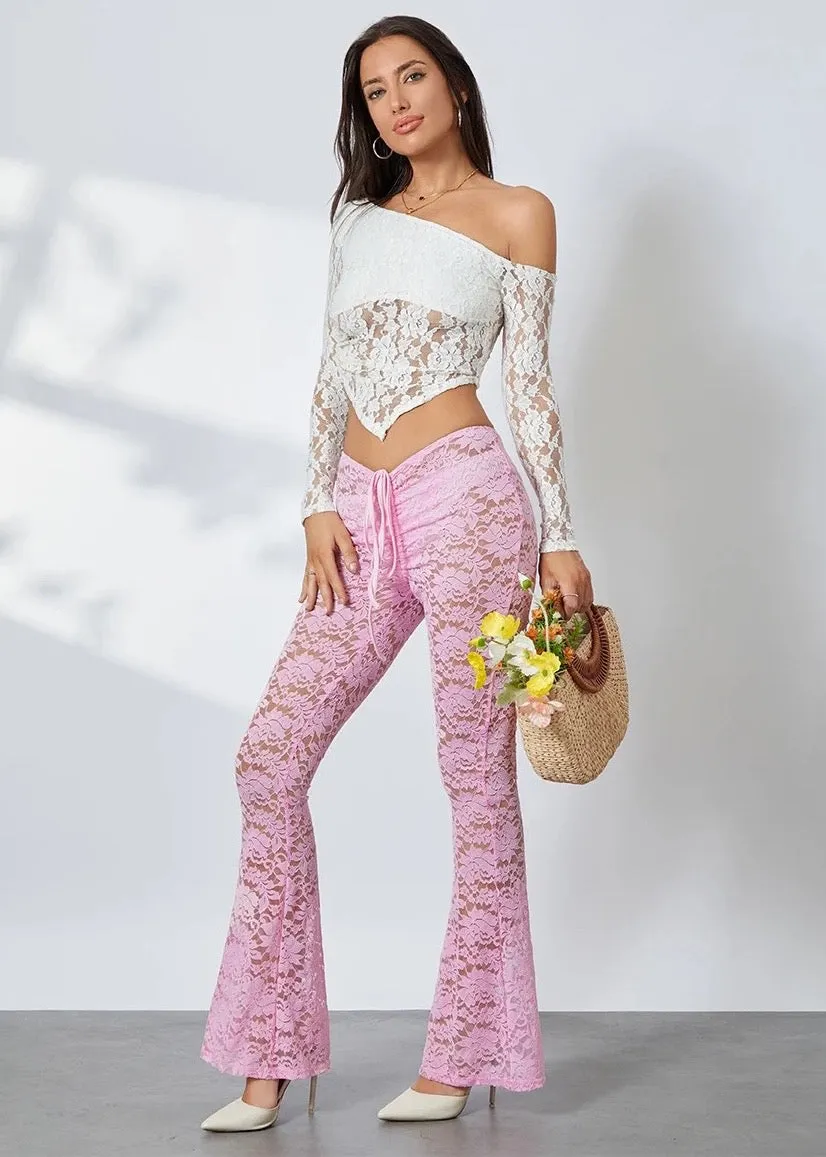 Floral Lace Flared Pants