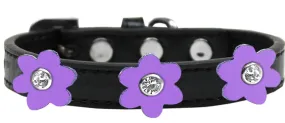 Flower Premium Collar Black With Lavender Flowers Size 12