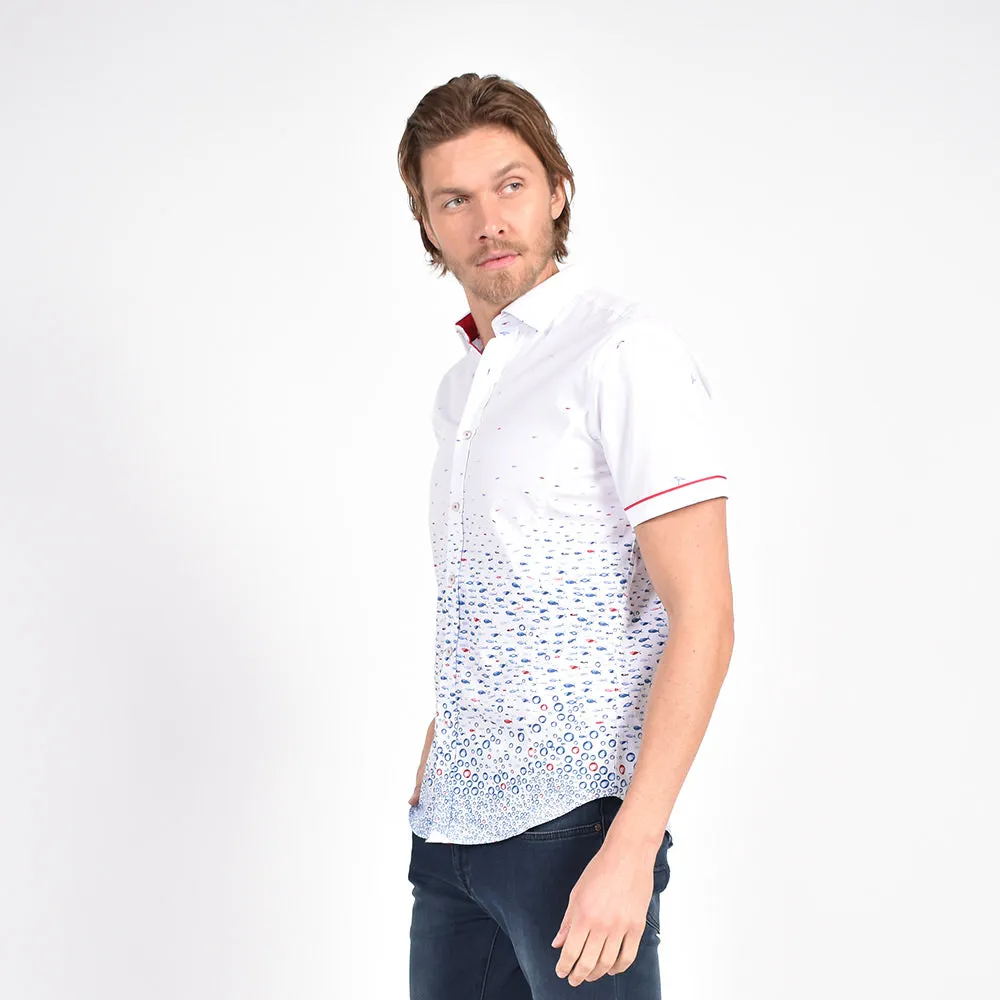 Fluttering Hummingbird and Flounder Short Sleeve Shirt