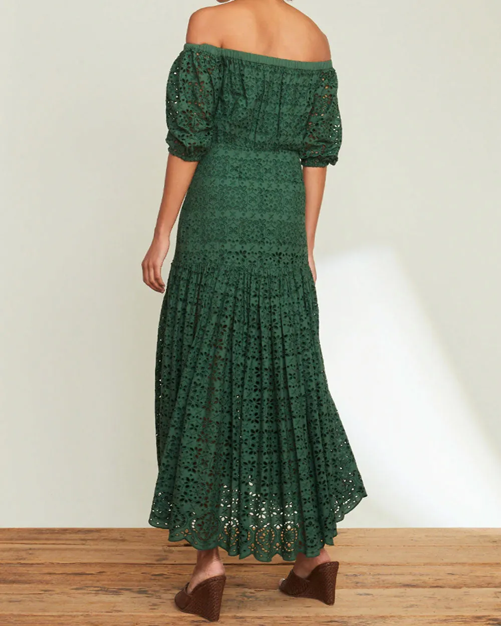 Forest Eyelet Cali Maxi Dress