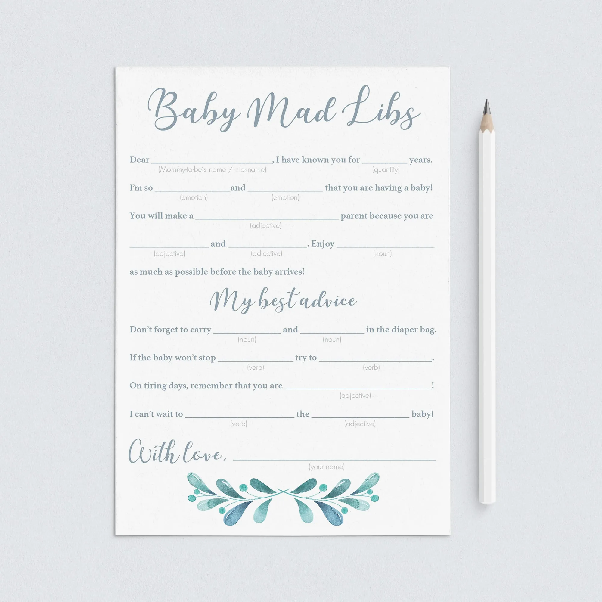 Funny Baby Shower Games Baby Mad Libs Printable