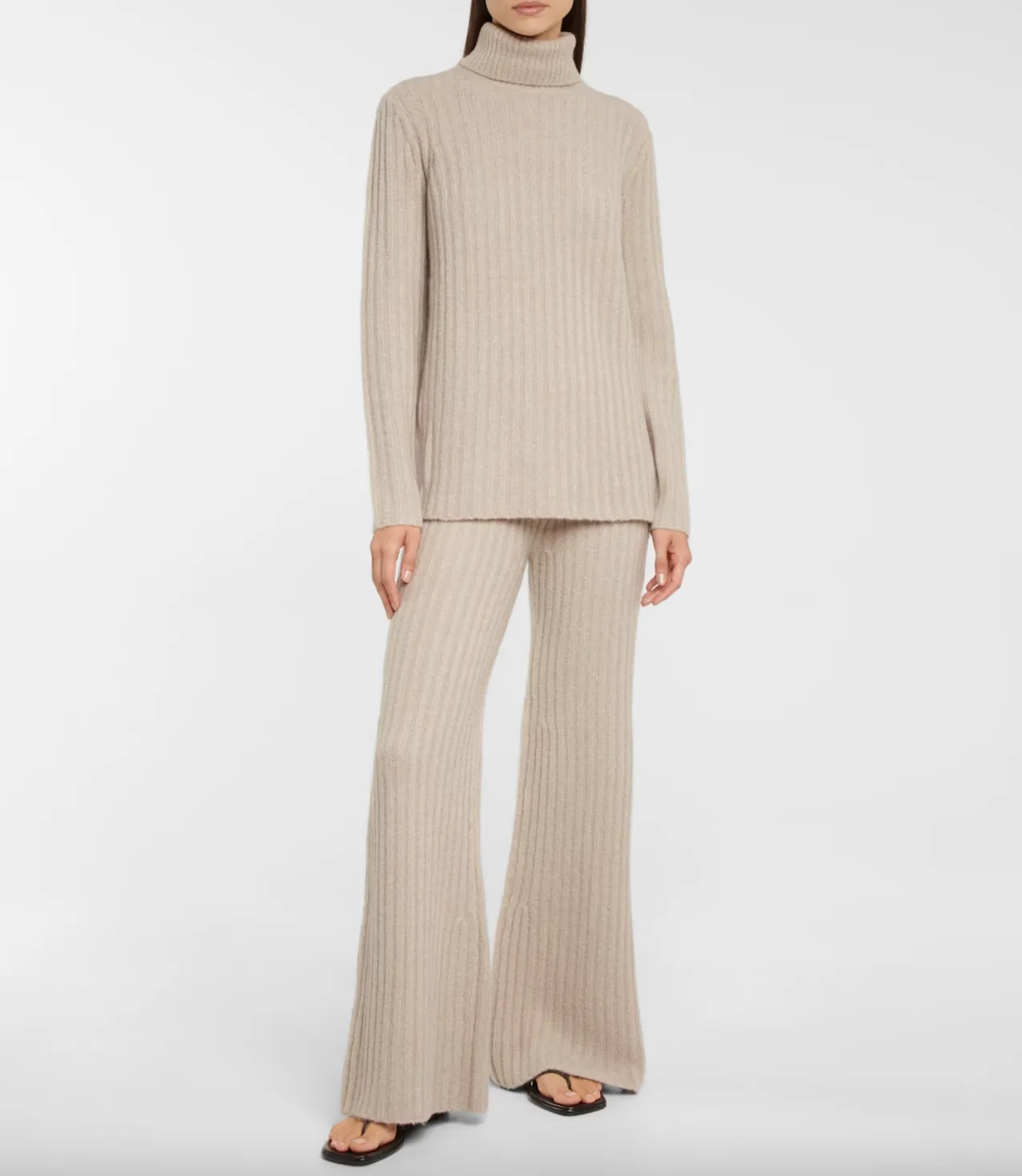 Gabriela Hearst Miles Ribbed Cashmere Bouclé Flared Pants