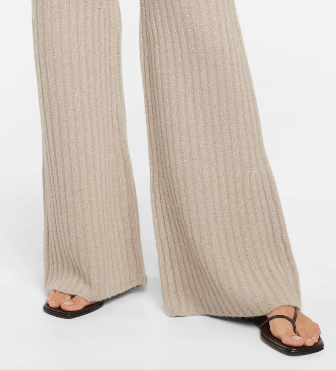 Gabriela Hearst Miles Ribbed Cashmere Bouclé Flared Pants