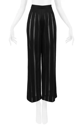 GIANFRANCO FERRE BLACK KNIT PANTS WITH SHEER PANELS