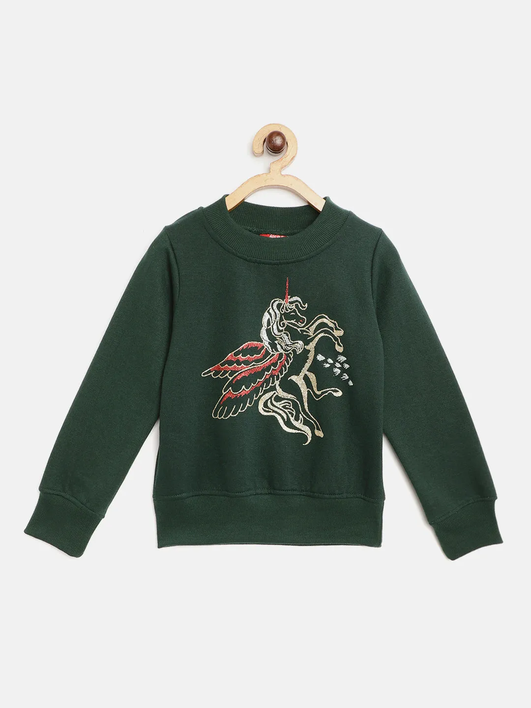 Girls Green Unicorn Printed Sweatshirt - Ps Peaches