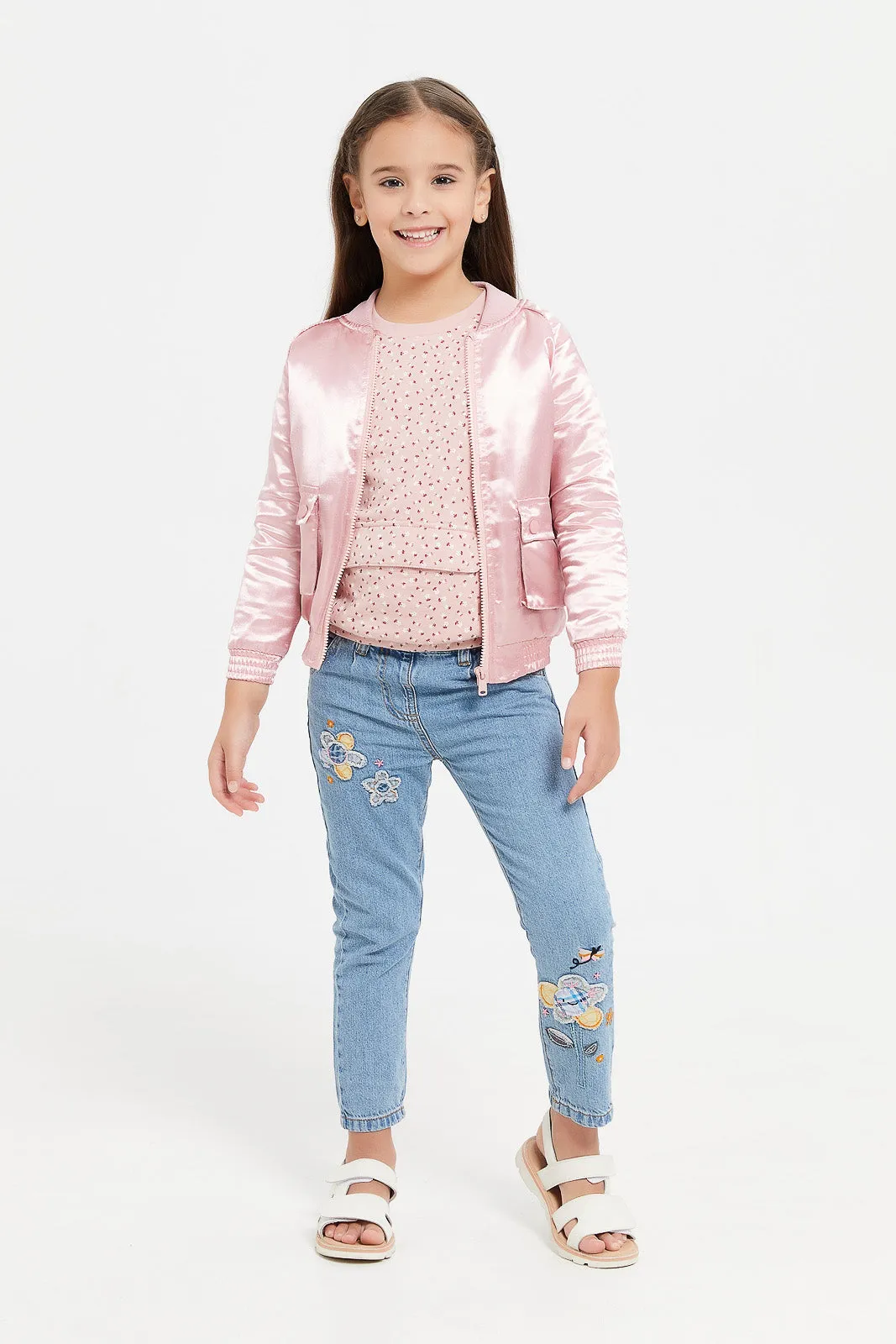 Girls Pink Biker Jacket