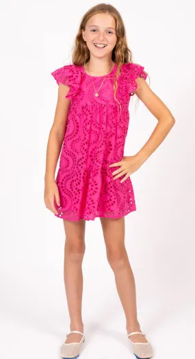 Girls Pink Eyelet Dress