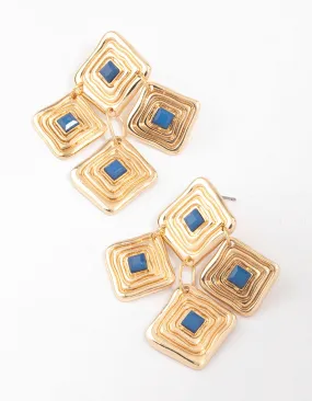 Gold Square Plated Drop Earrings