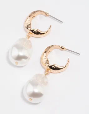 Gold Statement Pearl Drop Earrings