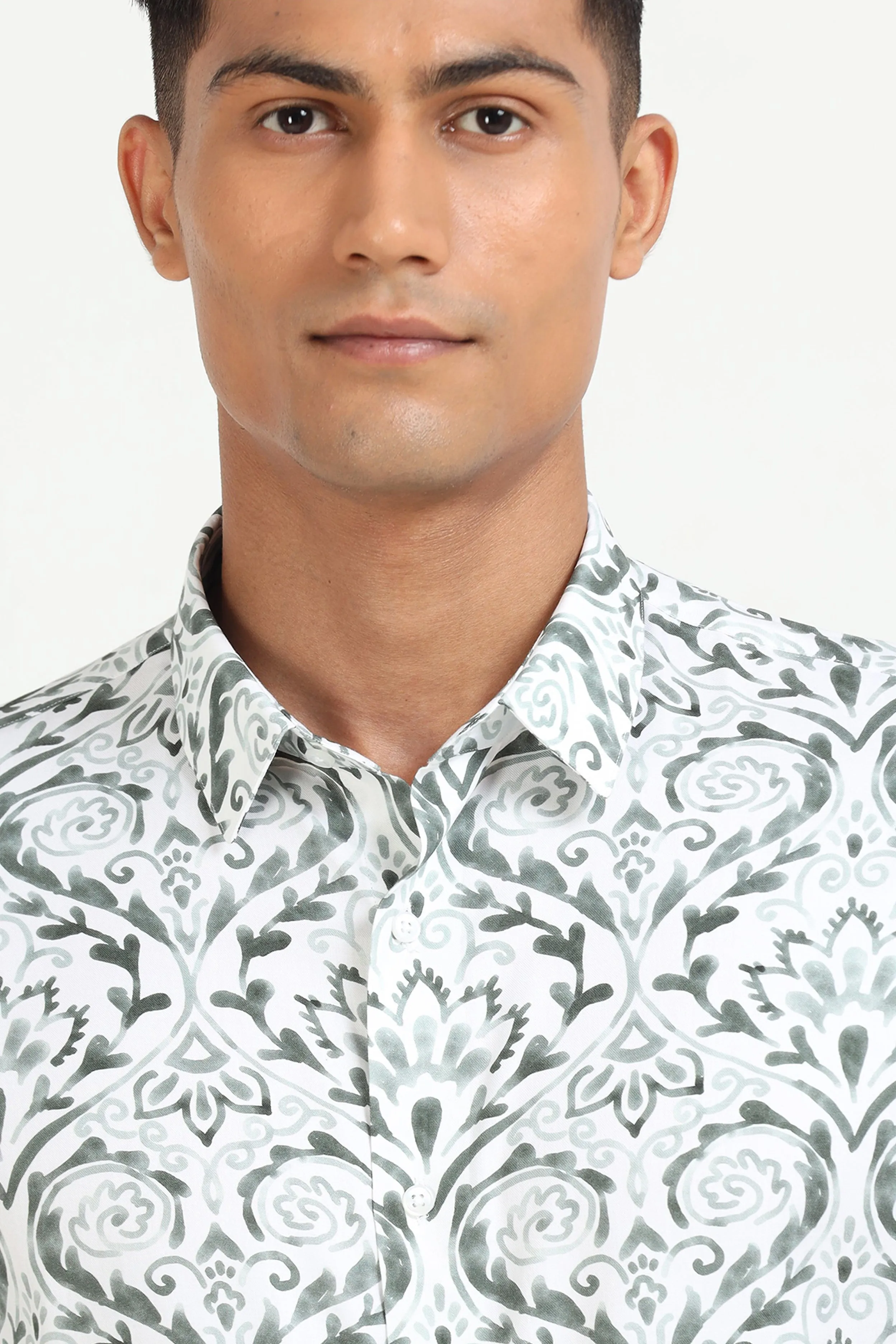 Green Flower Print Shirt