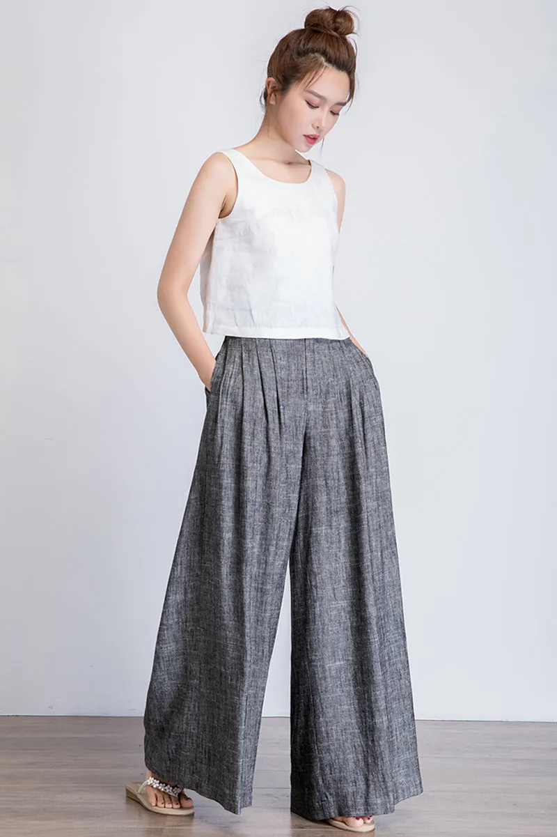 Grey Linen pants, linen palazzo pants, long linen pants, wide leg pants, loose pants1938