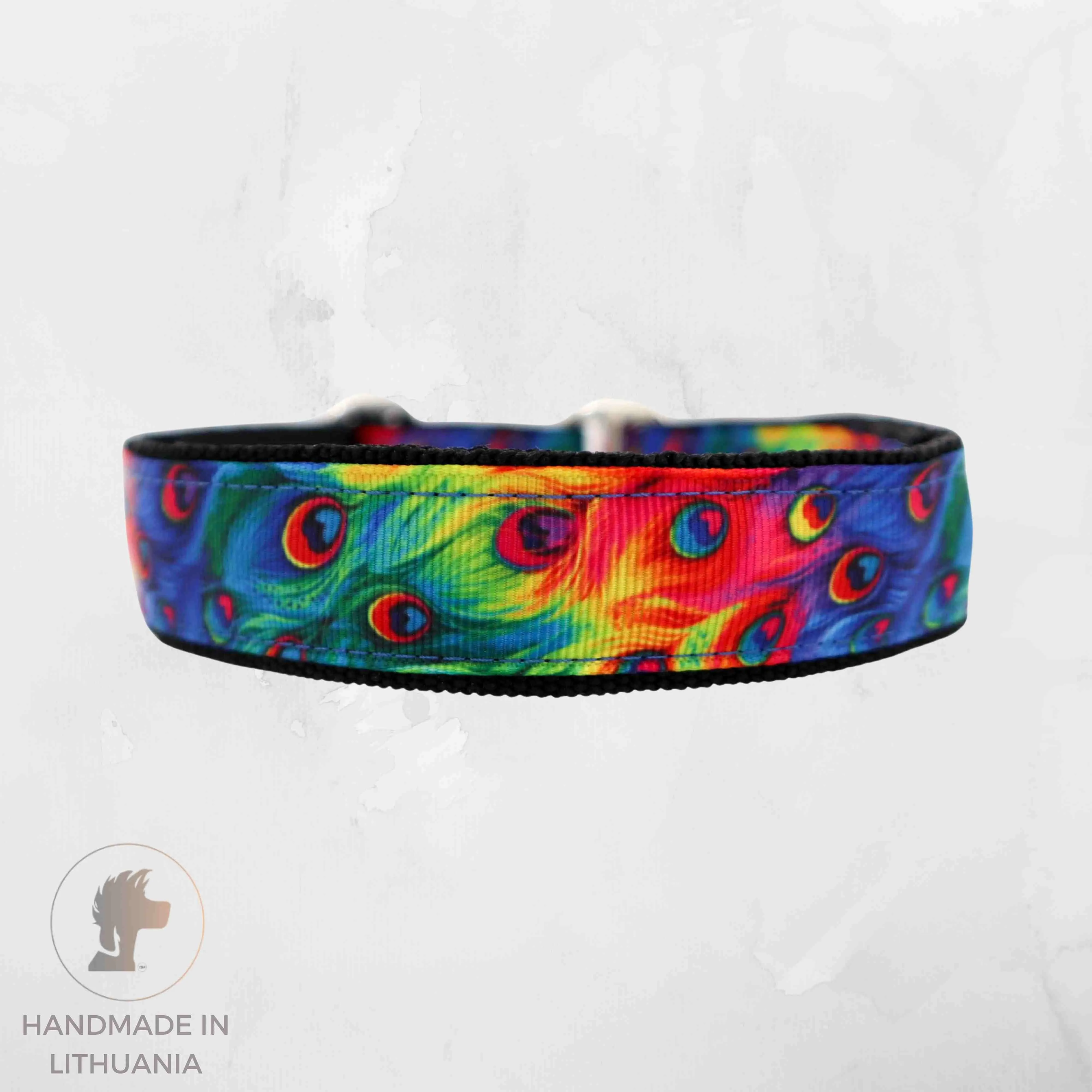 Handmade Dog Collar | Colored Feathers | Width: 15-20-25 mm