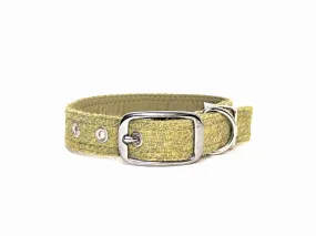 Harris Tweed Pear Green Buckle Dog Collar