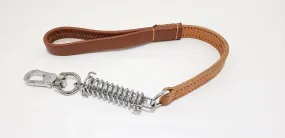 High Grade Leather Dog Short Leash with Pull Shock Absorber - Tan