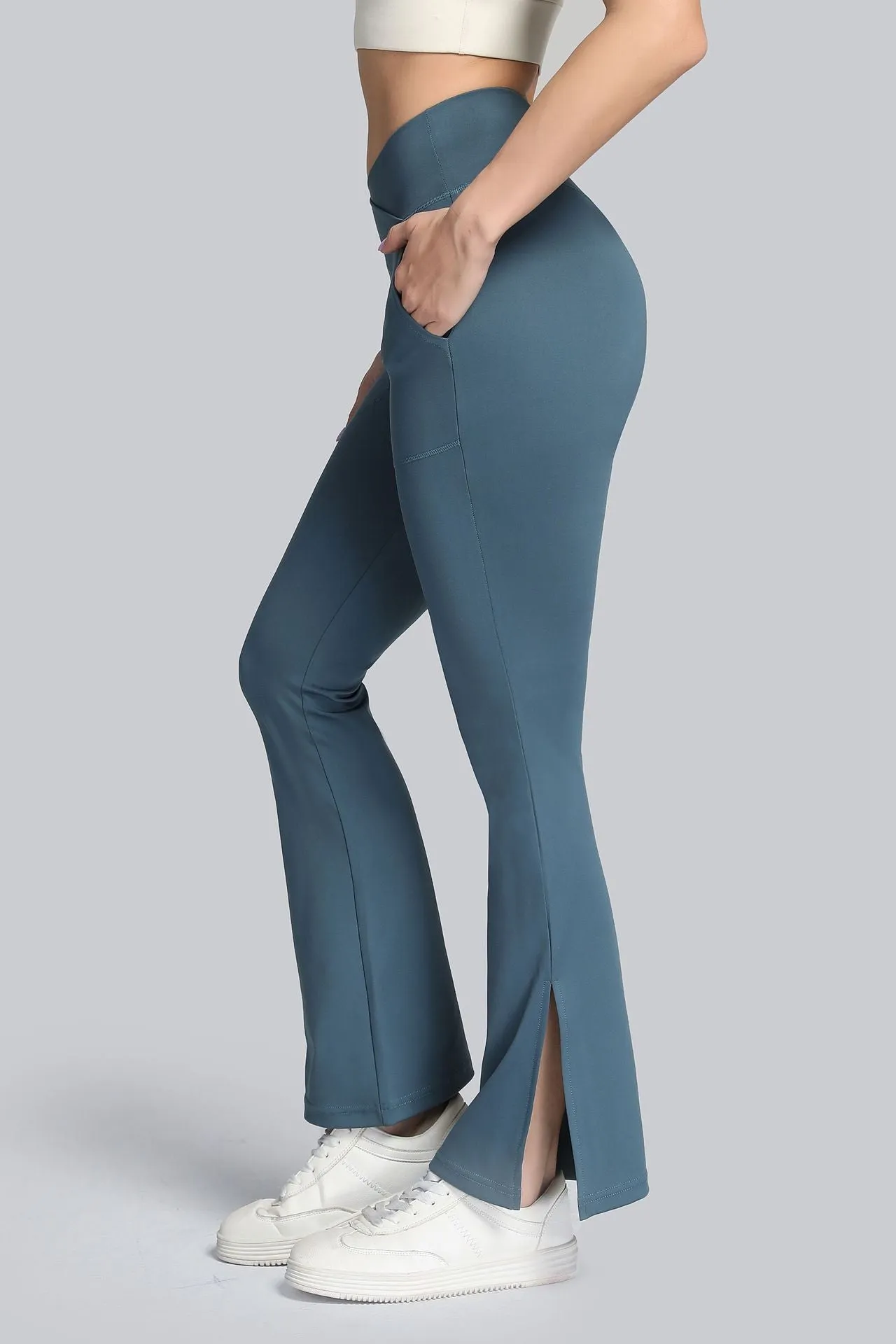 High Waist Crossover Bootcut Leggings