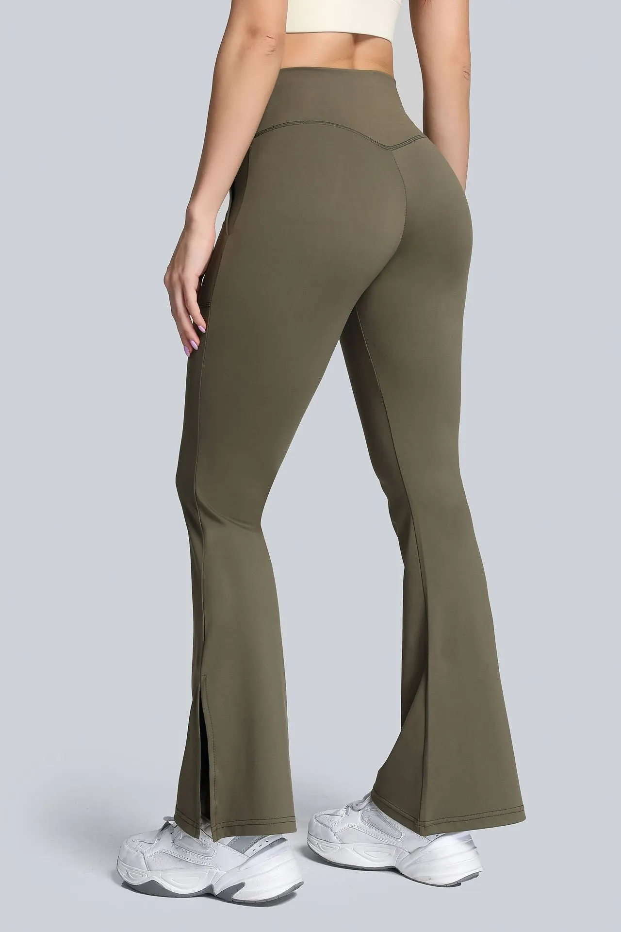 High Waist Crossover Bootcut Leggings