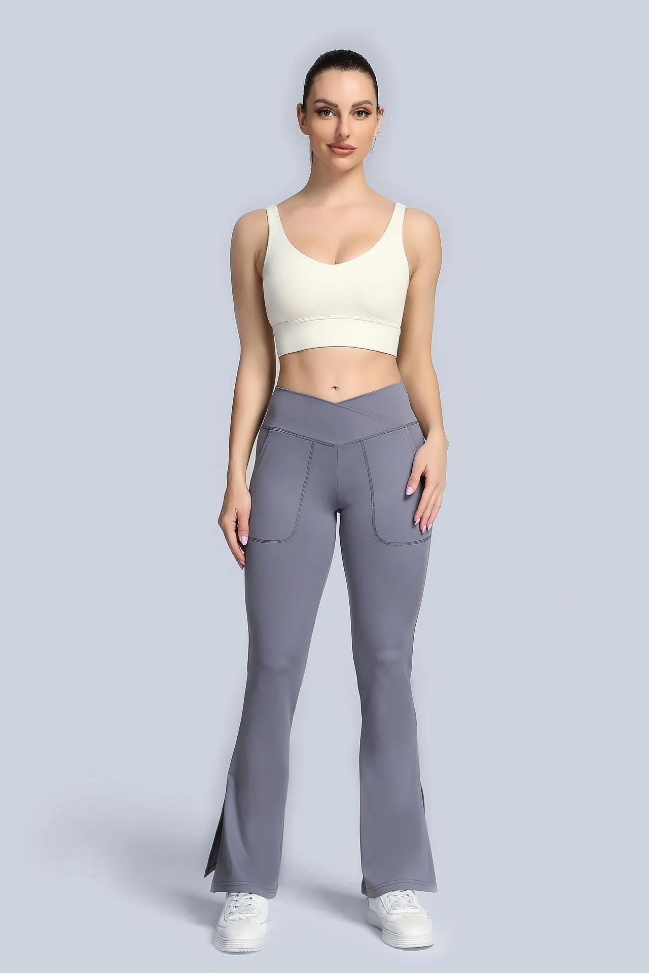 High Waist Crossover Bootcut Leggings