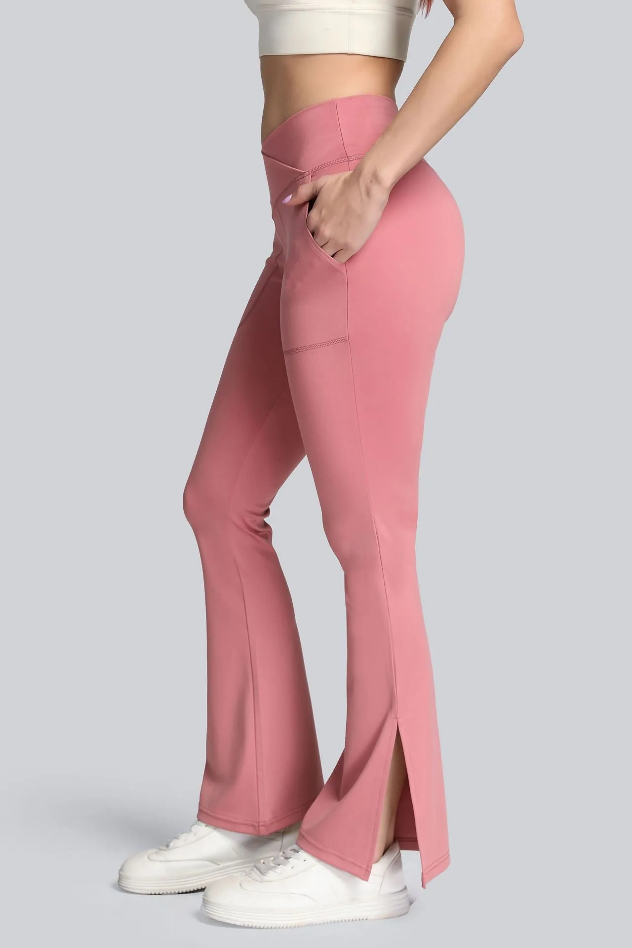 High Waist Crossover Bootcut Leggings