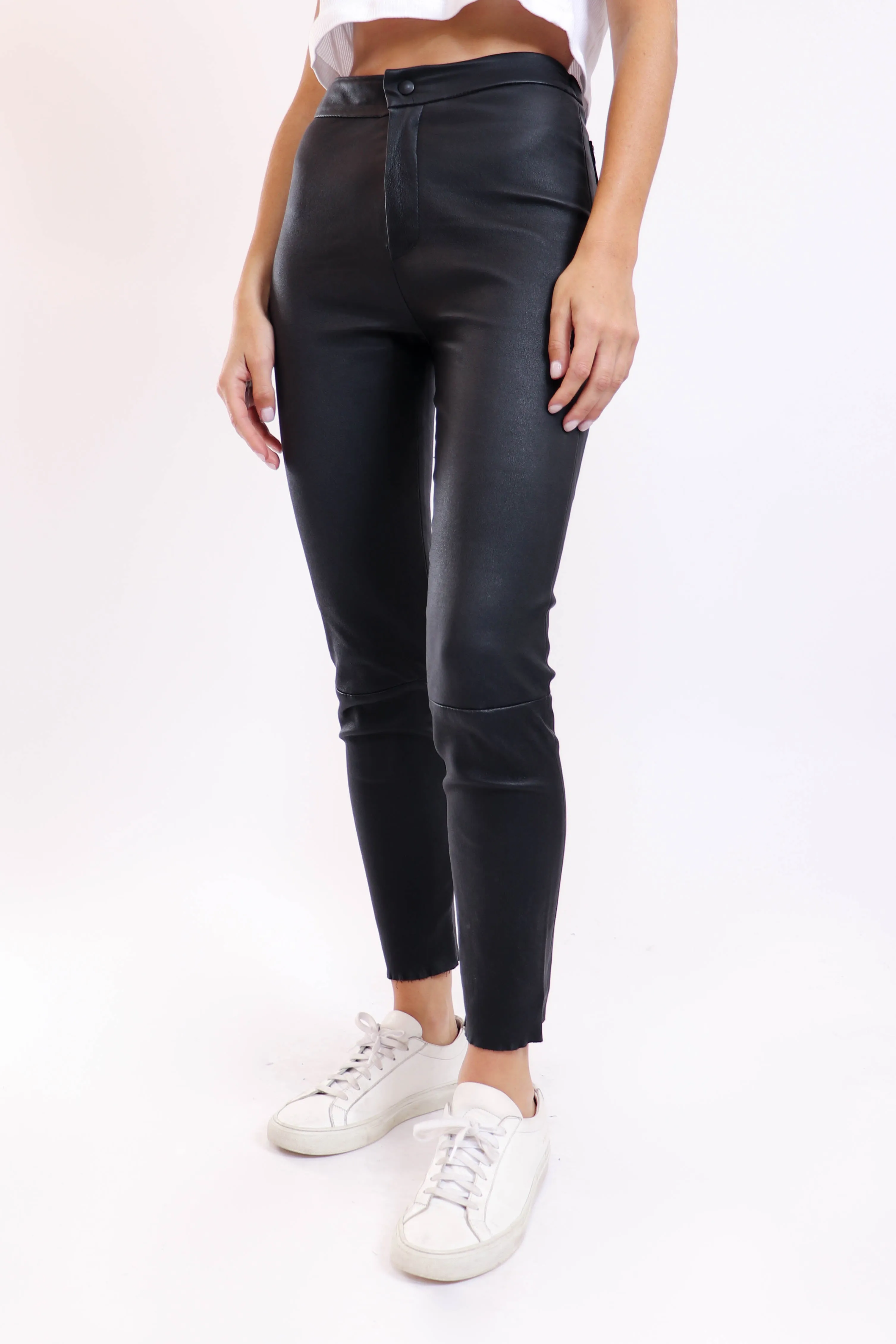 High-Waisted Leather Pants