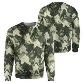 Hockey Camo Pattern 3D All Over Printed Long Sleeve Shirt, Christmas Shirt for Hockey Lovers