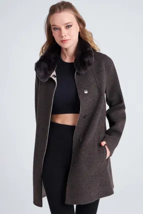 Karo Women's Reversible Cashmere Coat - Mocha/Beige