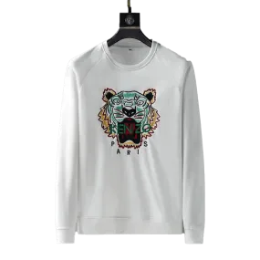 Kenz Full Embroidery Tiger Logo Sweatshirt - White