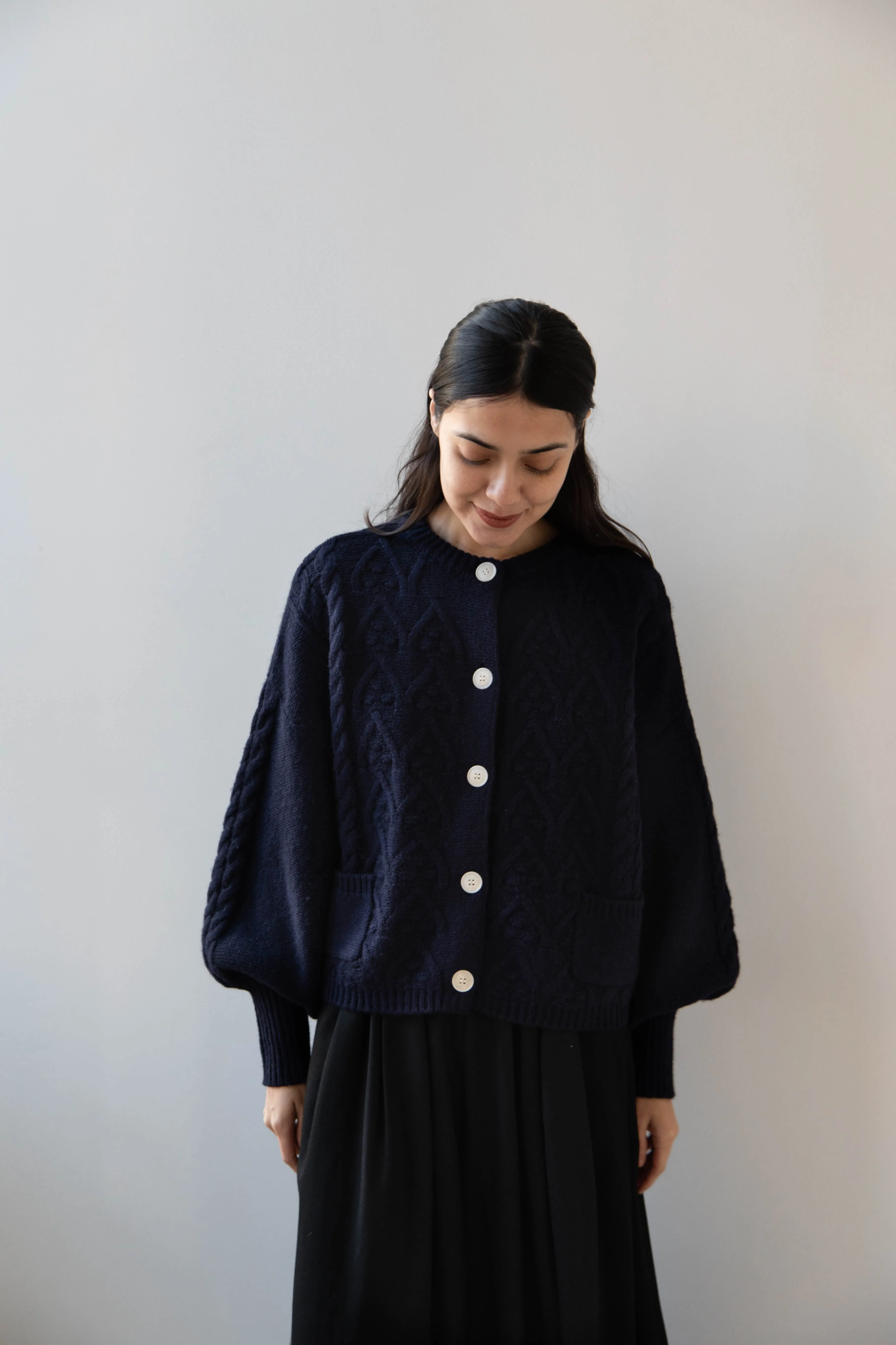 Laboratory | Aran Knit Cardigan in Navy