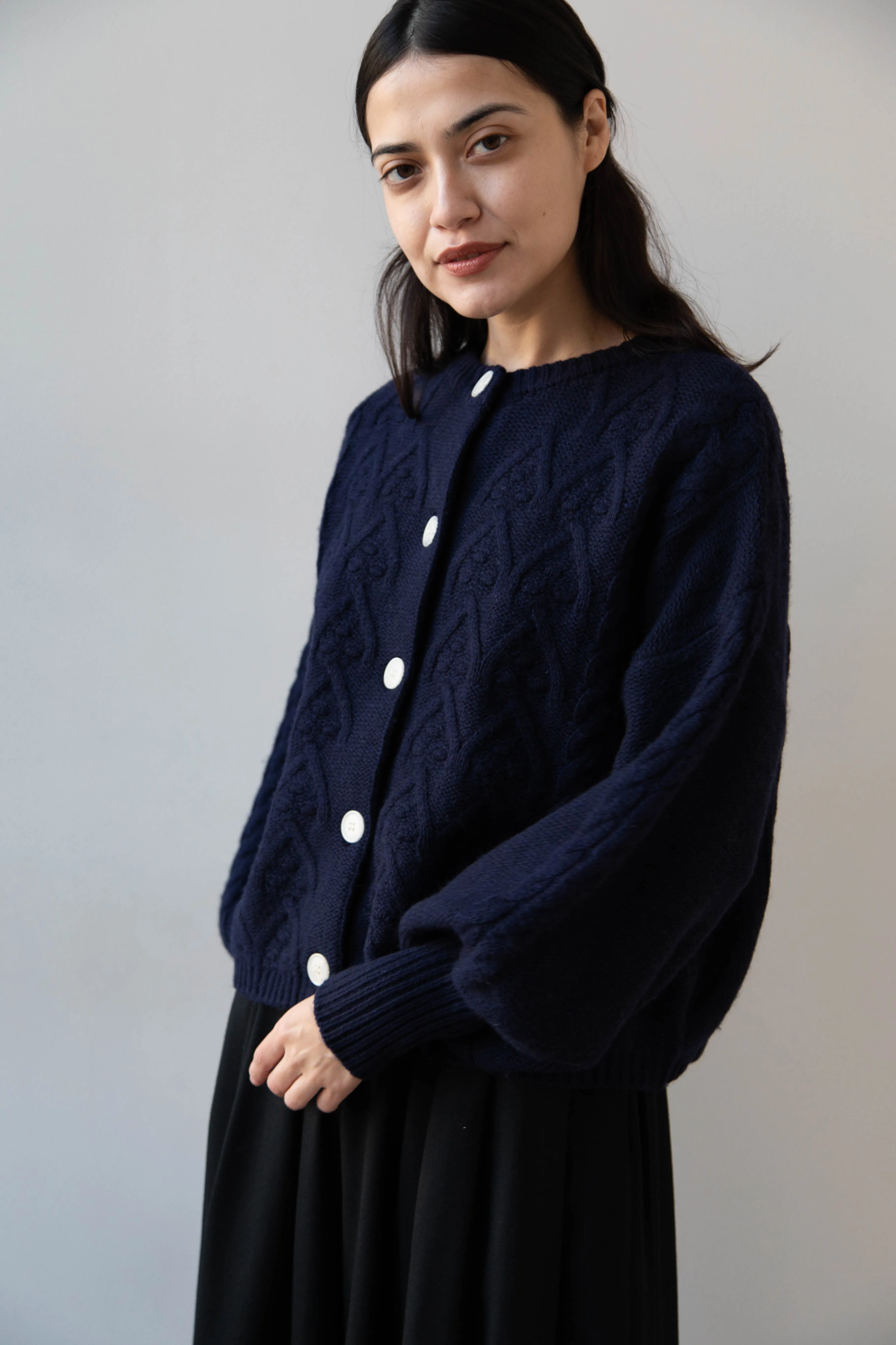 Laboratory | Aran Knit Cardigan in Navy