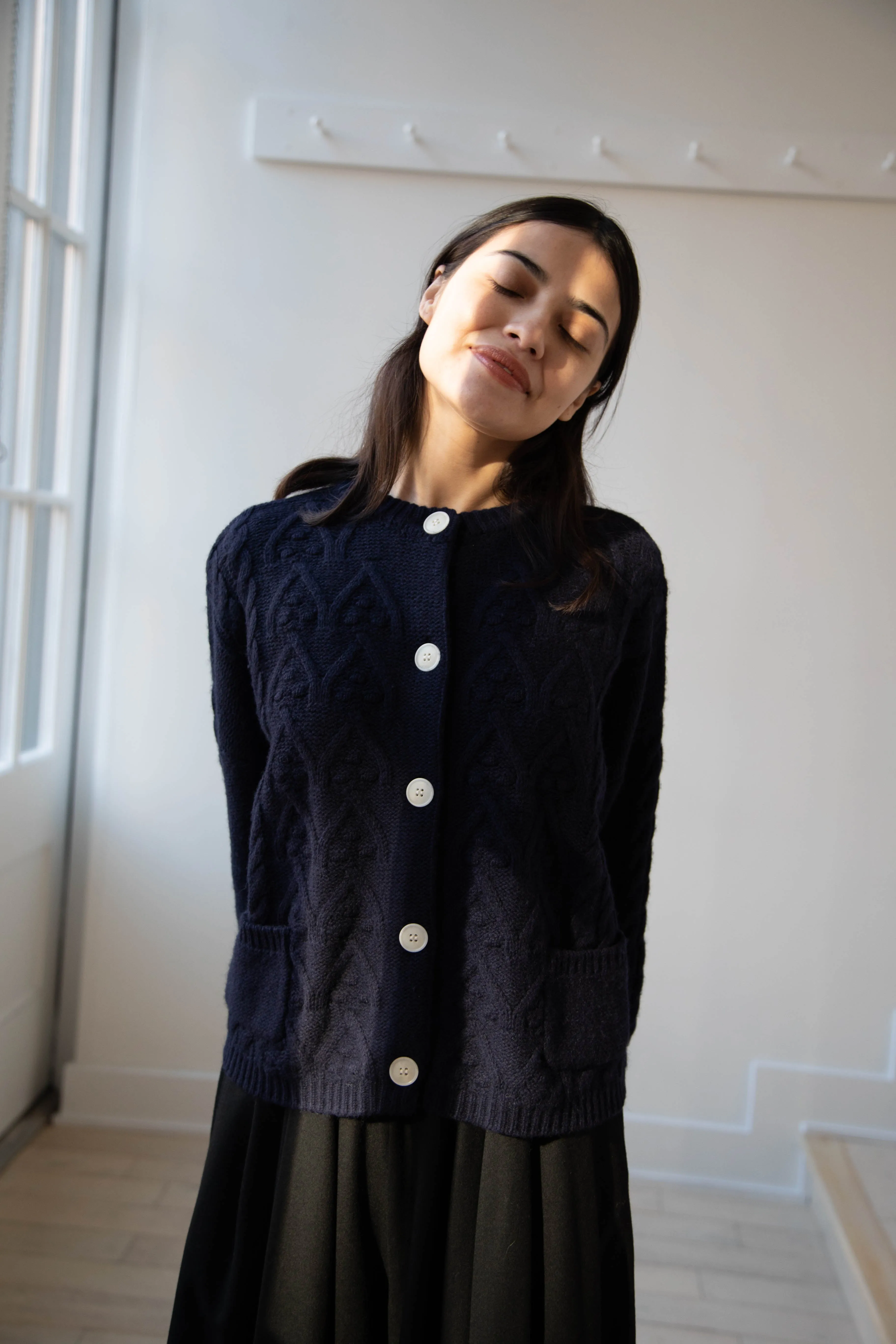 Laboratory | Aran Knit Cardigan in Navy