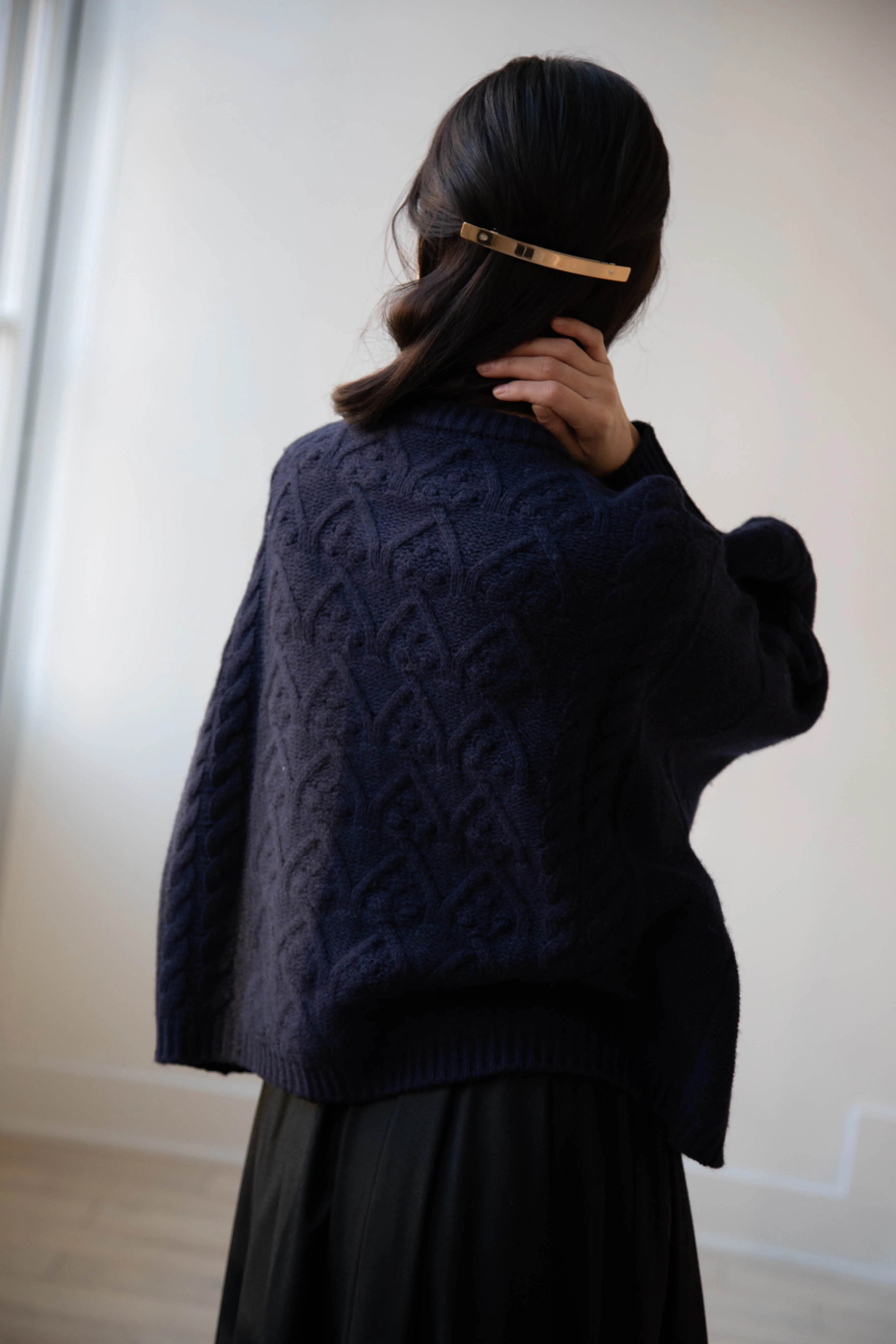 Laboratory | Aran Knit Cardigan in Navy