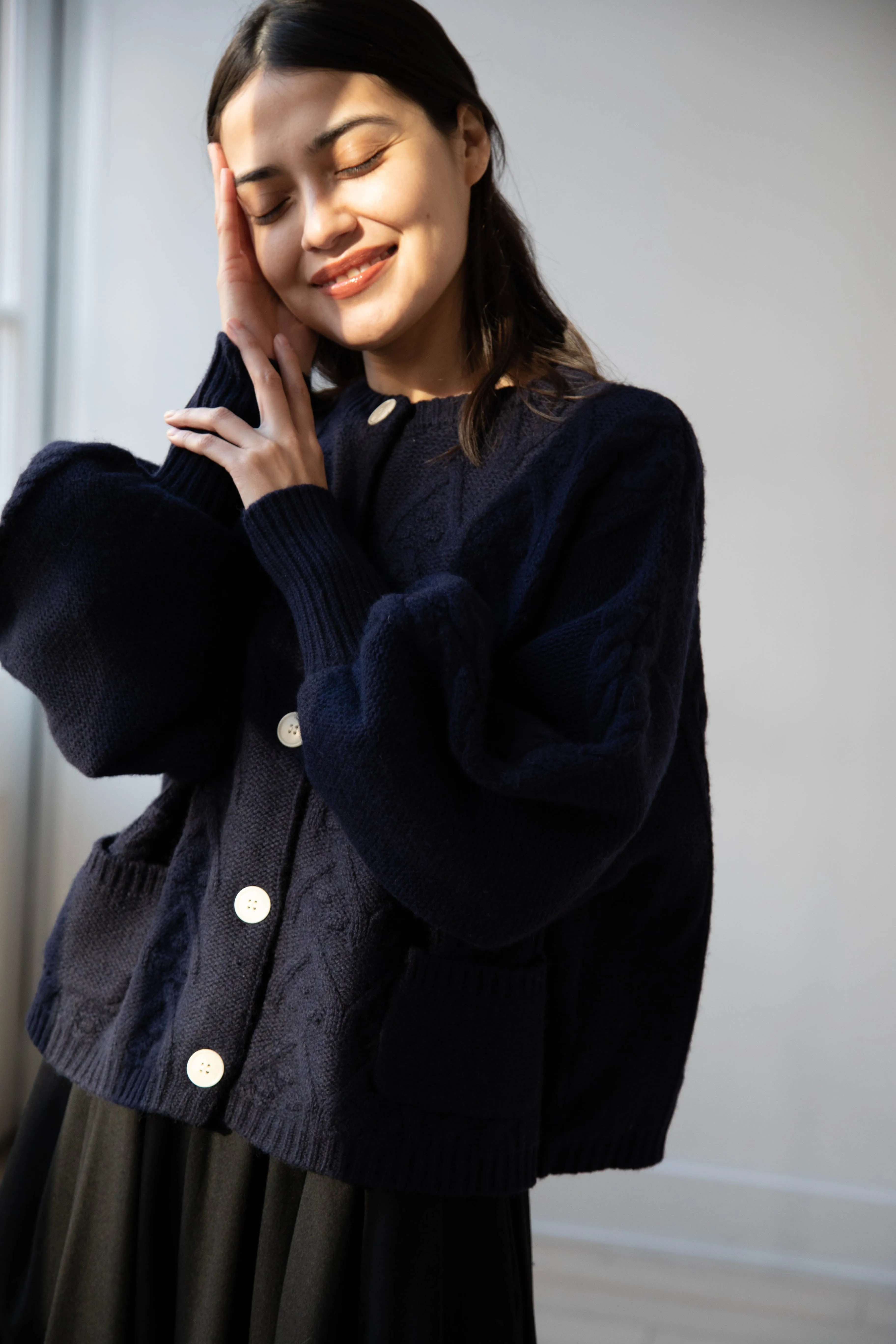 Laboratory | Aran Knit Cardigan in Navy