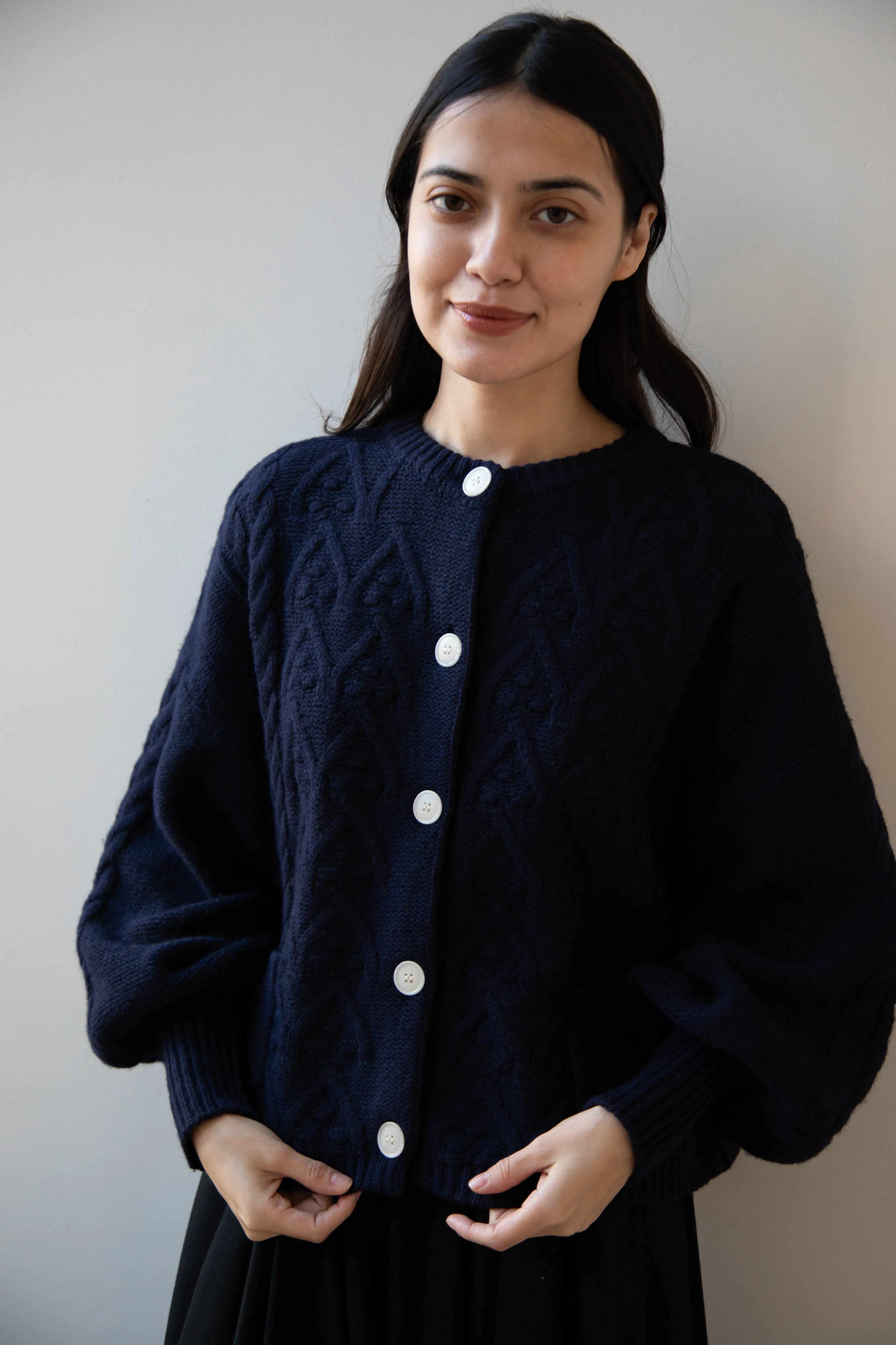 Laboratory | Aran Knit Cardigan in Navy