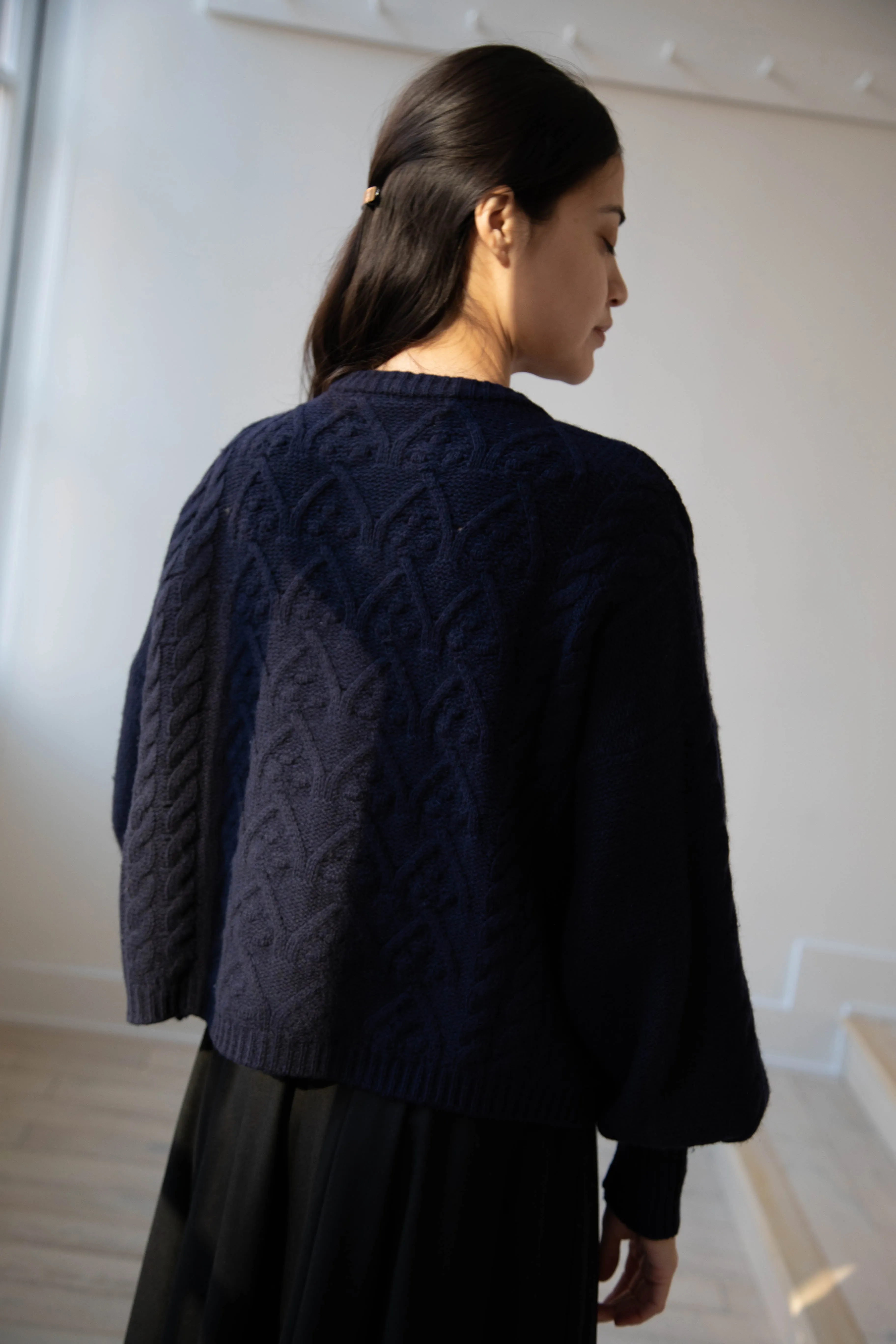 Laboratory | Aran Knit Cardigan in Navy