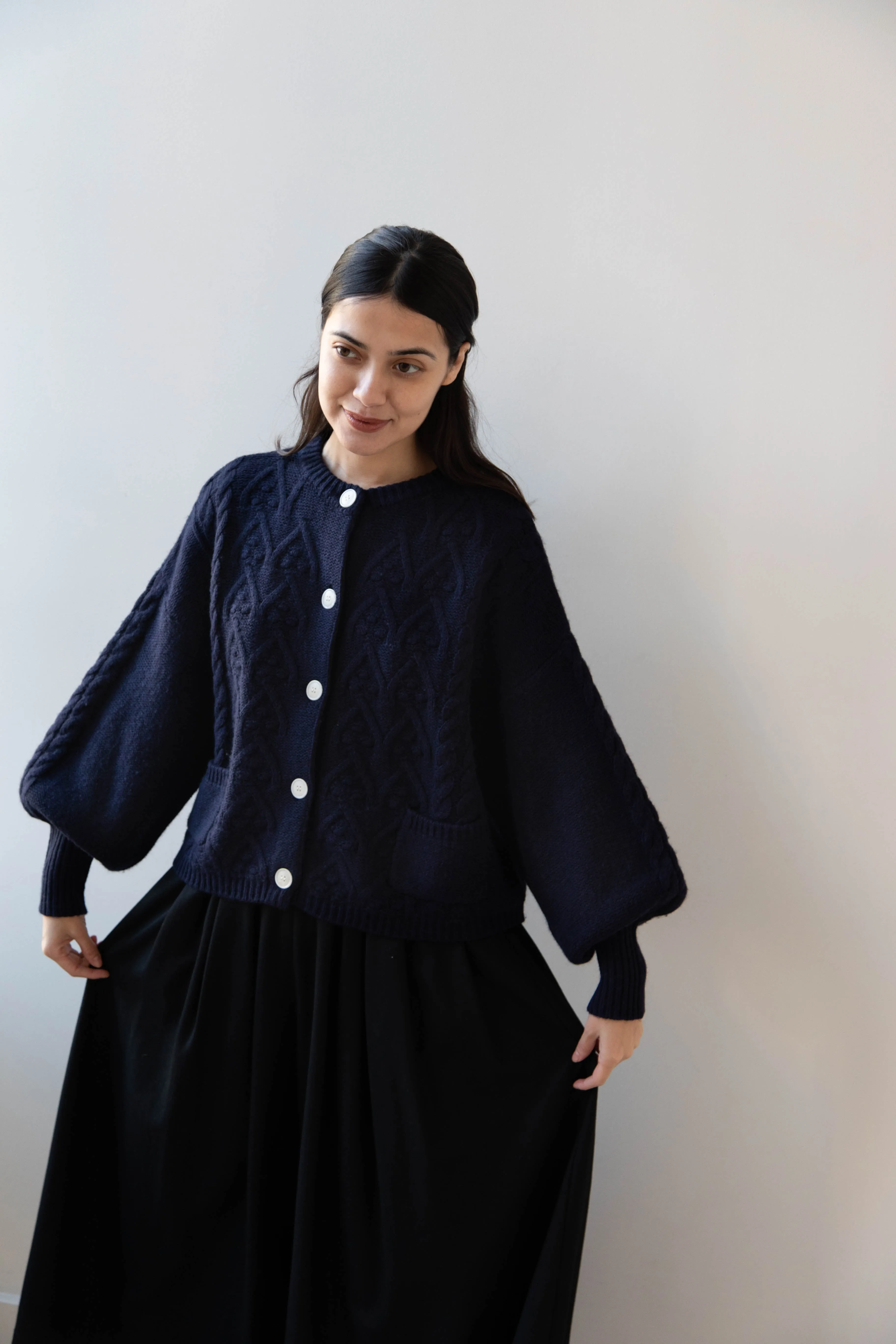 Laboratory | Aran Knit Cardigan in Navy