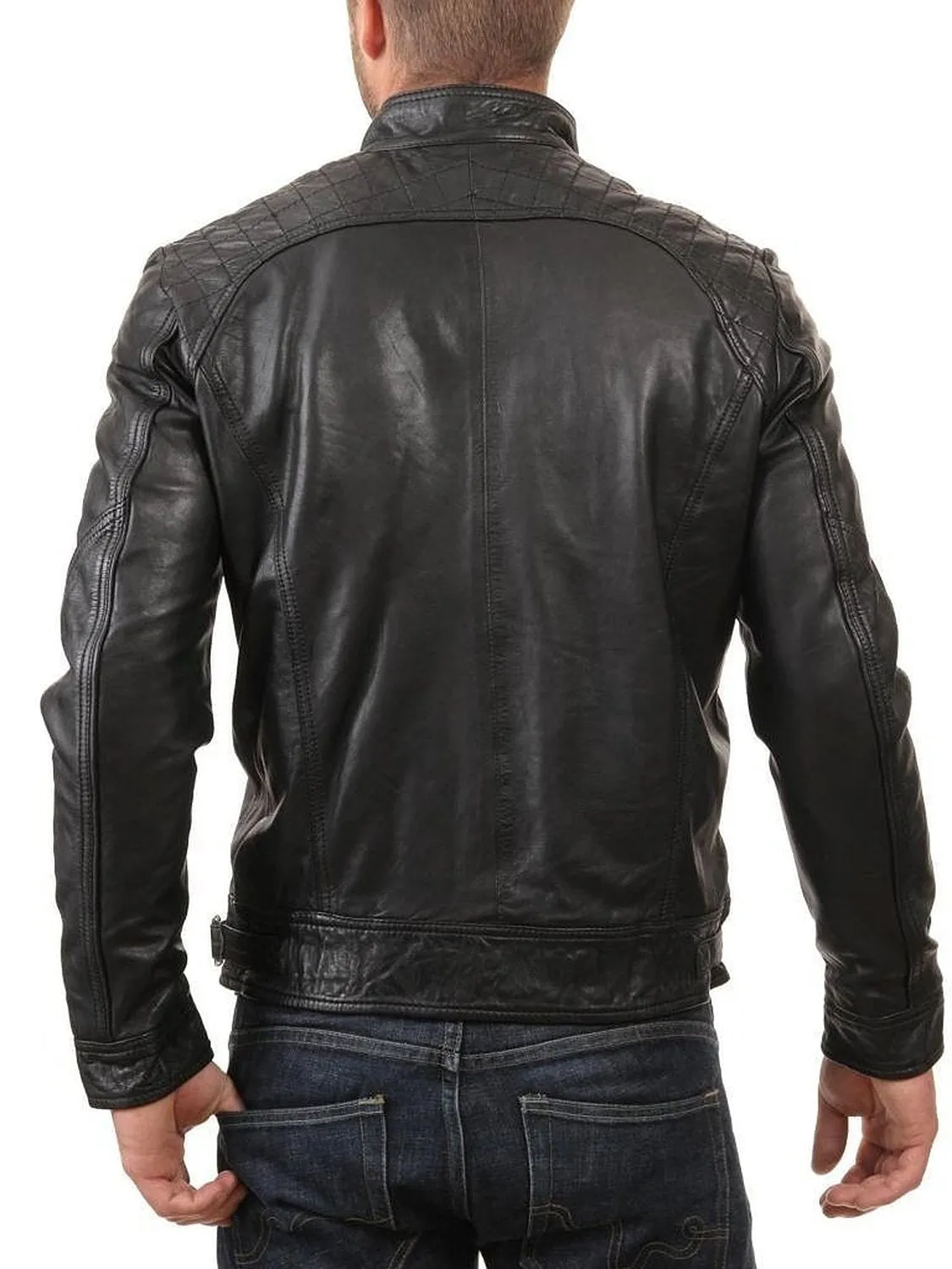 Leather Jackets Hub Mens Genuine Lambskin Leather Jacket (Black, Fencing Jacket) - 1501344