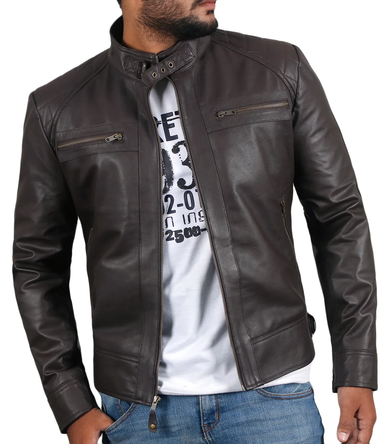 Leather Jackets Hub Mens Genuine Lambskin Leather Jacket (Black, Fencing Jacket) - 1501344