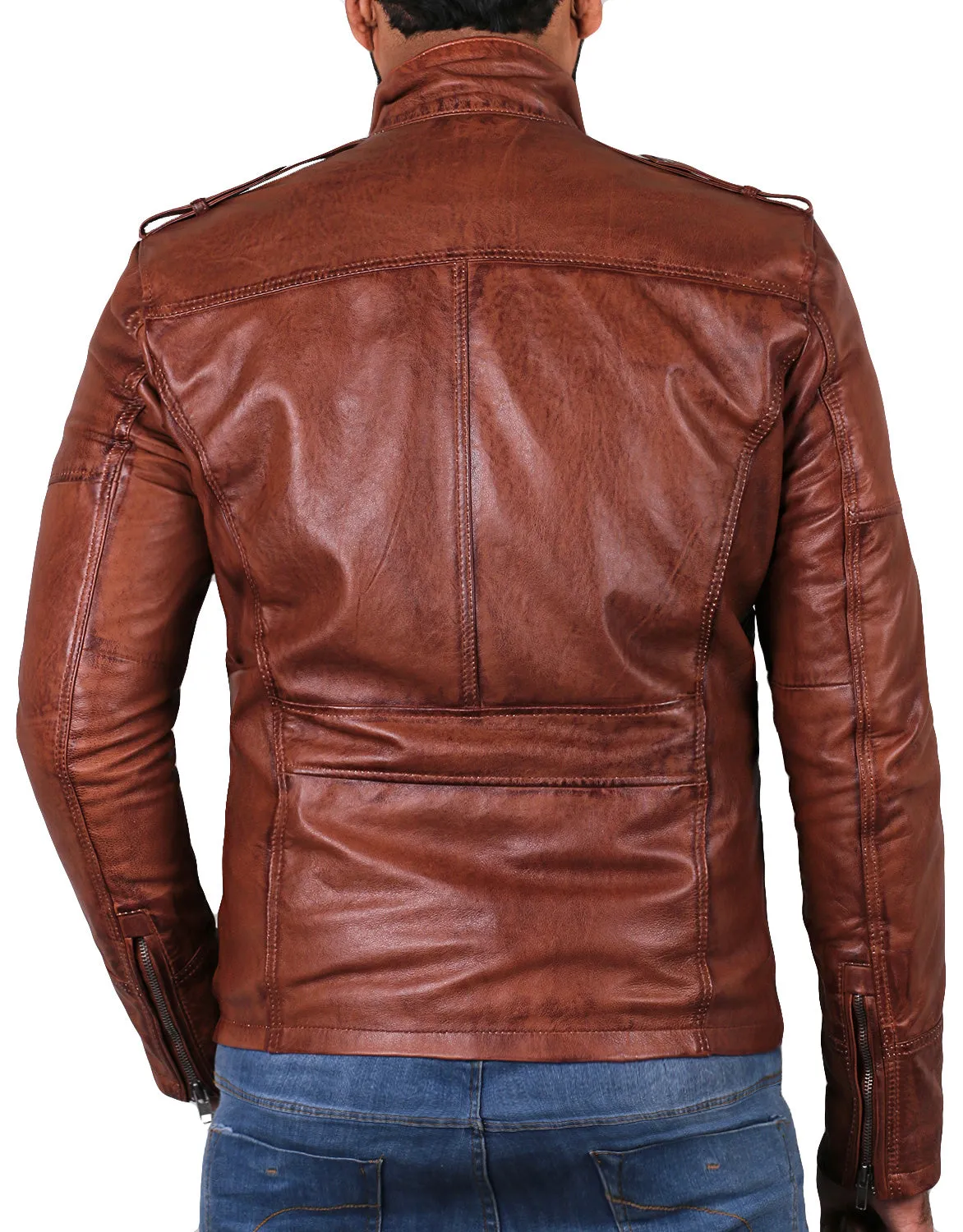 Leather Jackets Hub Mens Genuine Lambskin Leather Jacket (Black, Field Jacket) - 1501287