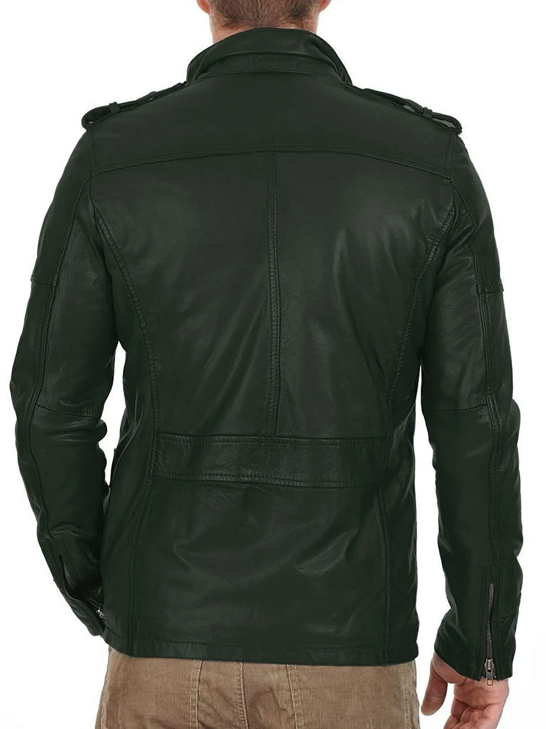 Leather Jackets Hub Mens Genuine Lambskin Leather Jacket (Black, Field Jacket) - 1501287